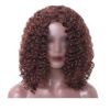 Dark Brown Afro Hair Wig Short Curly with Bangs Fluffy Wigs Synthetic Hair Full Wig,16 inch