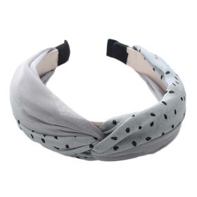 Wide Cross Headband Chiffon Polka Dot Hair Accessories Cloth Turban Headband for Women,Grey Blue