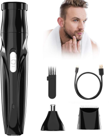 Nose Hair Trimmer USB Rechargeable 3 in 1 Facial Eyebrow Ear Beard Rechargeable Electric Nose Hair Trimmer Waterproof Clipper or Men & Women