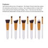 10 pcs makeup brush set  Portable fashion high-end beauty tool set (White  Golden) with bag