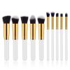 10 pcs makeup brush set  Portable fashion high-end beauty tool set (White  Golden) with bag