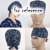 Black Scrub Cap Work Cap Adjustable Cotton Tie Back Scrub Cap for Men Women, Blue Purple Yellow Grid