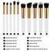 10 pcs makeup brush set  Portable fashion high-end beauty tool set (White  Golden) with bag