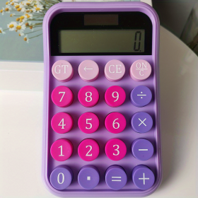 Cute Mini Solar Calculator with Special Mechanical Buttons - Perfect for Office Personality and High Beauty! (Color: Purple)