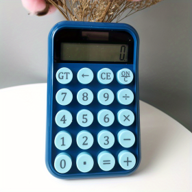 Cute Mini Solar Calculator with Special Mechanical Buttons - Perfect for Office Personality and High Beauty! (Color: Blue)