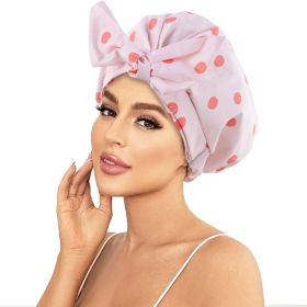 Shower Cap Luxury Shower Caps for Women Reusable Waterproof Hair Cap for Shower (Color: pink)