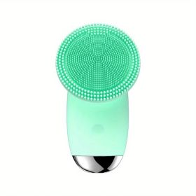 CONESN Electric Facial Cleansing Brush,Silicone Facial Cleansing Brush, Electric Silicone Face Brush, Sonic Facial Cleansing Brush For Makeup Remover (Color: green)