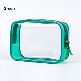 1pc Transparent PVC Bags; Clear Travel Organizer Makeup Bag Beautician Cosmetic & Beauty Case Toiletry Bag; Wash Bags (Color: green)