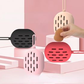 1 Pack Beauty Egg Silicone Storage Bag Dryer Cosmetics Makeup Loofah Puff Rack Storage Box Shelf Storage Tool (Color: pink)