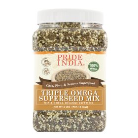 Pride Of India - Triple Omega Superseed Mix - Protein, Fiber, Calcium, Iron, Omega-3, Omega-6, Thiamin Rich Superfood w/Chia Flax & Sesame Seeds, (size: 2 LB)