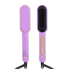 Negative Ionic Hair Straightener Brush for Fashion Women (Color: Purple)