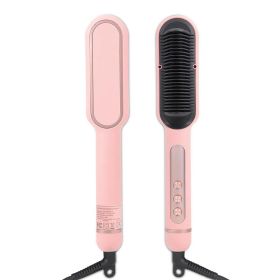 Negative Ionic Hair Straightener Brush for Fashion Women (Color: pink)