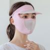 Women Thin Breathable Ice Silk Sunscreen Long Neck Full Face Mask Summer UV Protection Beach Beauty Sun Hat